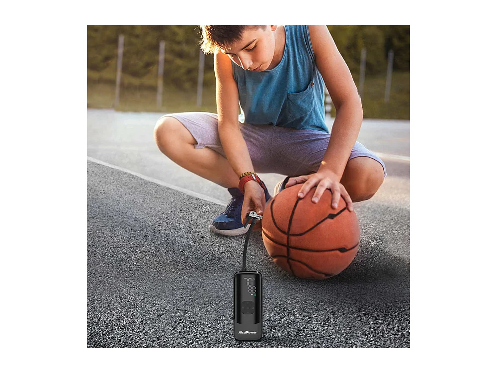 Draagbare mini-auto- en fietscompressor 150 PSI 3 in 1 - compressor, PowerBank en zaklamp