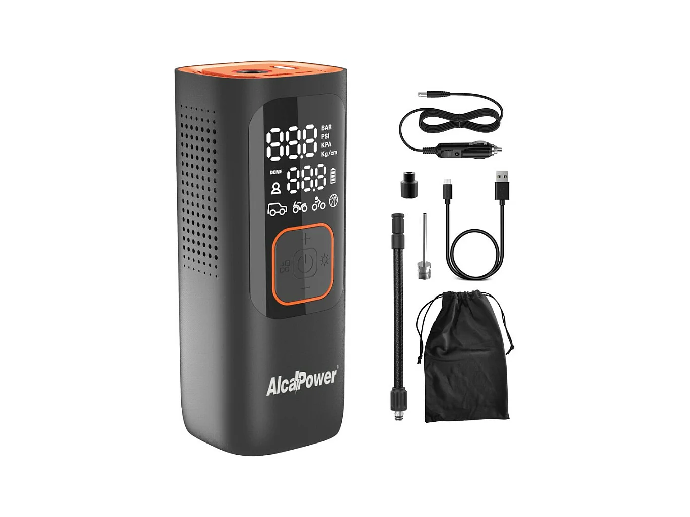 Mini compresseur portable pour voiture et vélo 160 PSI 3 en 1 Compresseur, PowerBank et torche