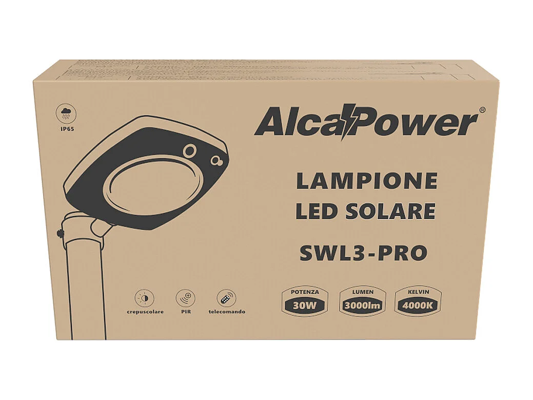 Solar-LED-Straßenlampe 3000lm Dämmerung+PIR+Fernbedienung