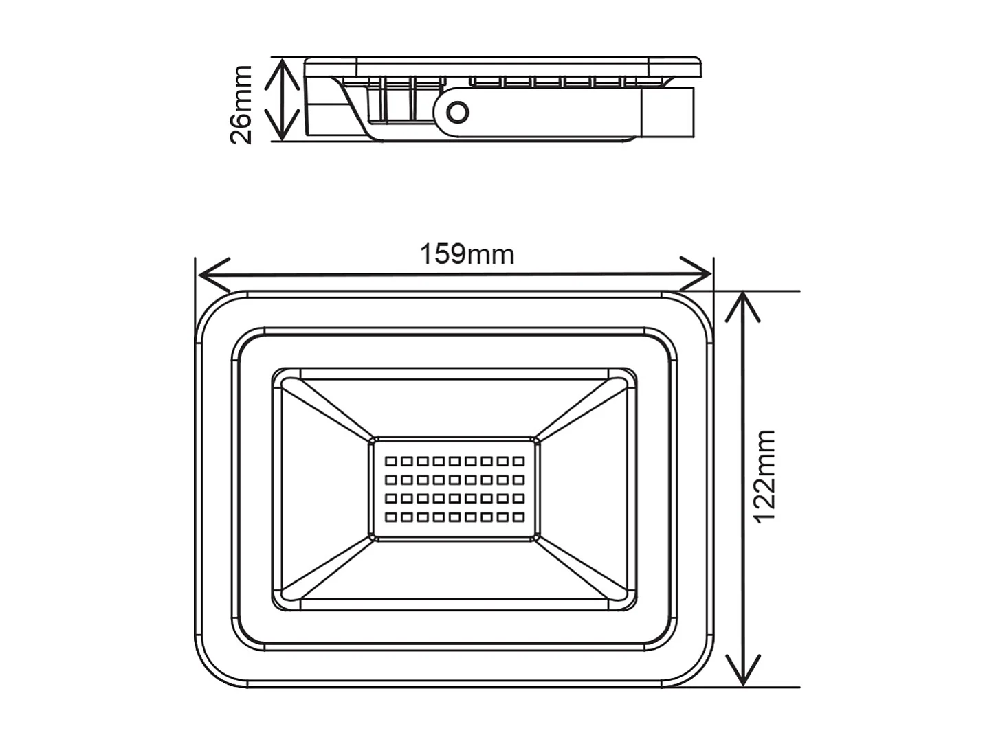 Schwarzer LED-Fluter 200–265 V AC, 30 W, 6000 K