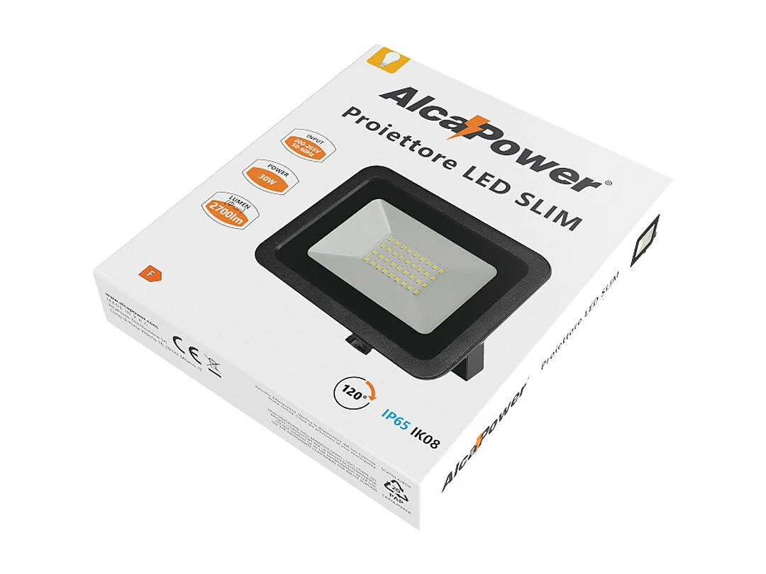 Schwarzer LED-Fluter 200–265 V AC, 30 W, 6000 K