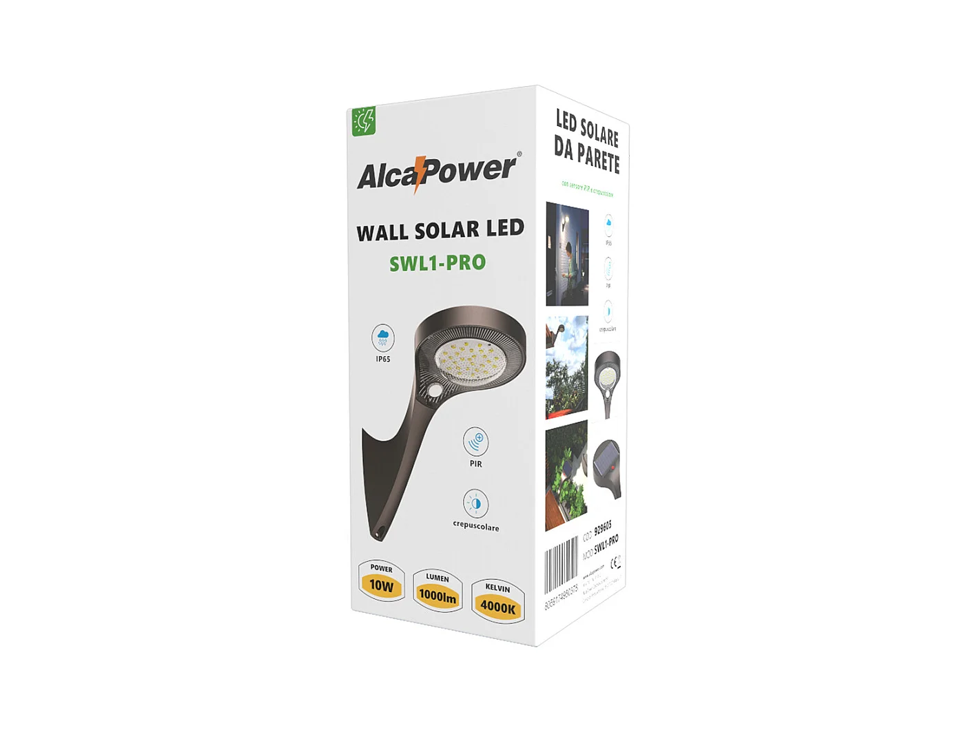 LED Solare Da Parete 1000lm Crepuscolare + PIR