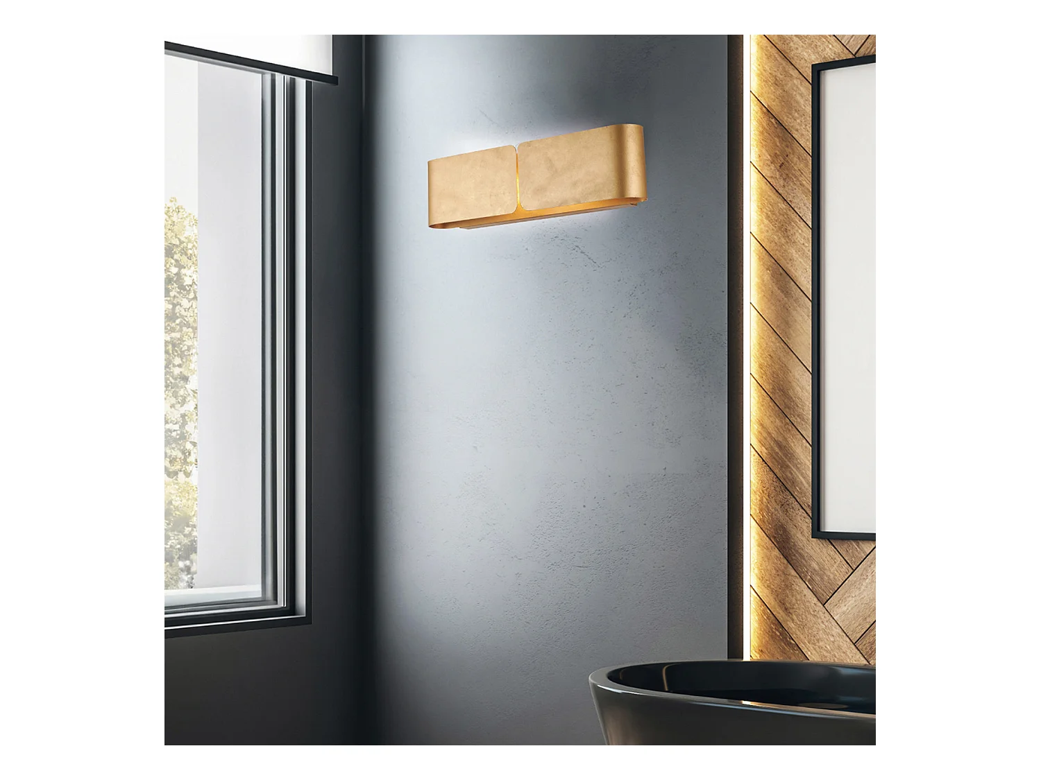 Hug Applique avec diffuseur découpé laser en fer laqué blanc décor or antique 2 lumières .45 P.10 BL316-AP2-ORO