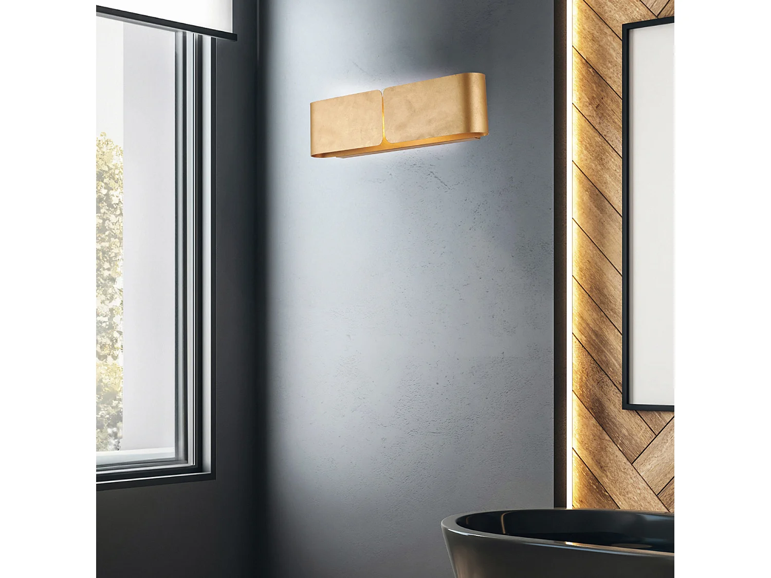 Hug Applique avec diffuseur découpé laser en fer laqué blanc décor or antique 2 lumières .45 P.10 BL316-AP2-ORO