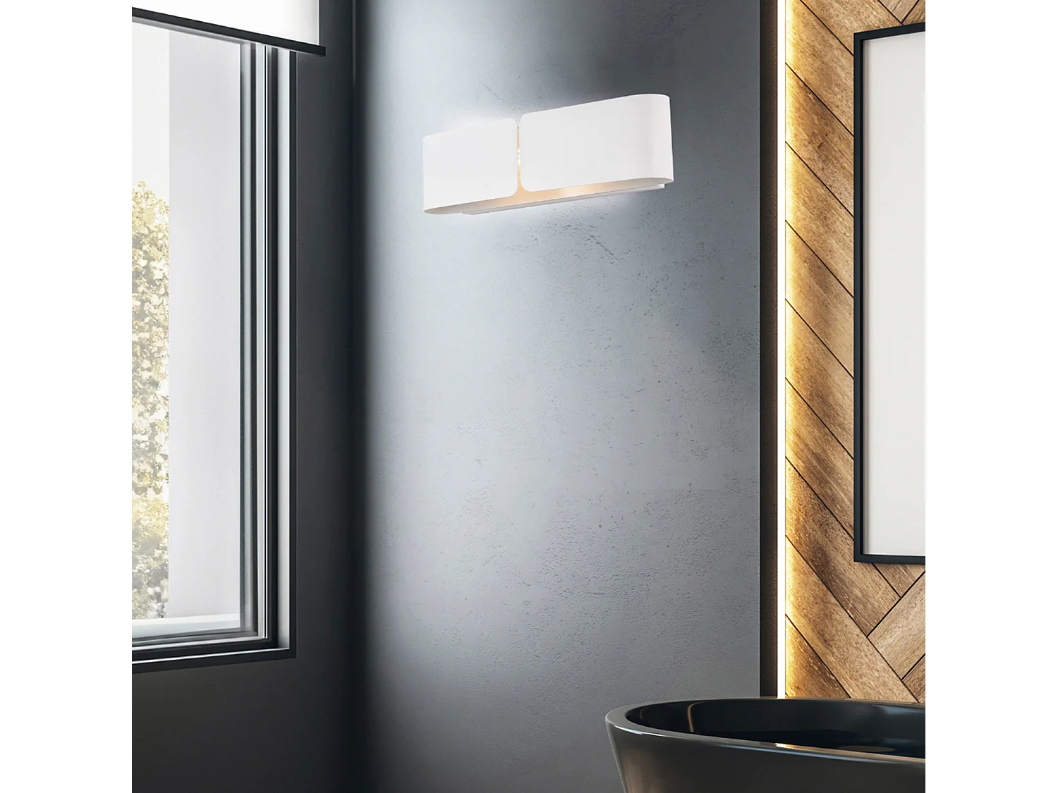 Hug Applique avec diffuseur découpé laser en fer laqué blanc 2 lumières .45 P.10 BL316-AP2-BCO