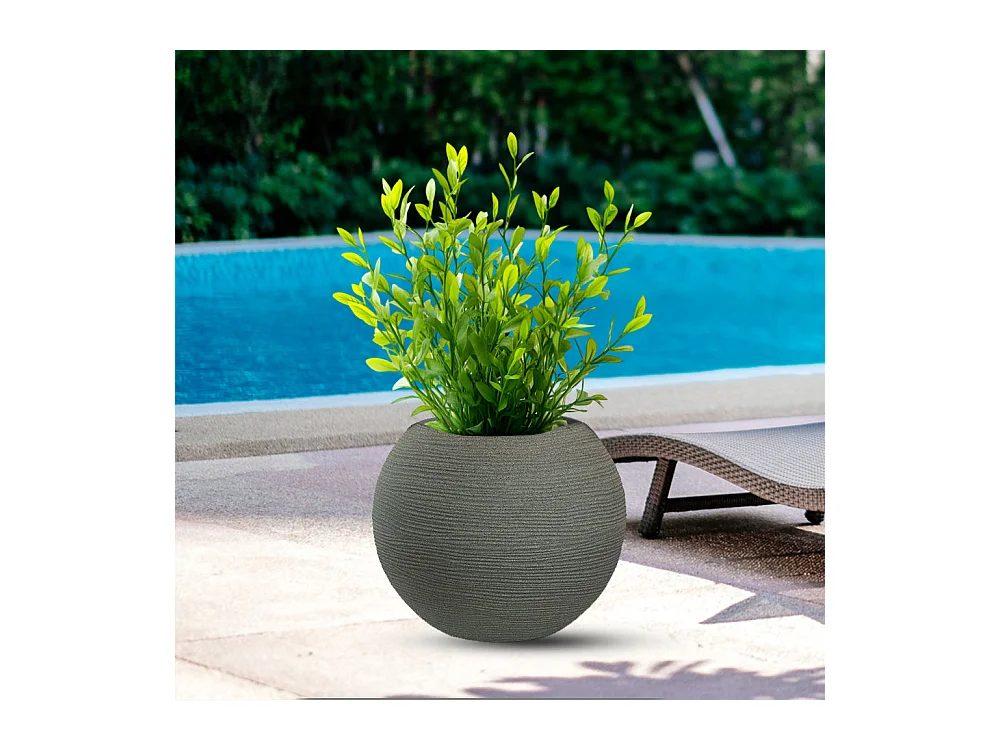 Vase en résine pour plantes d'intérieur et d'extérieur, design sphère ronde d.40x33h Botticelli Vert