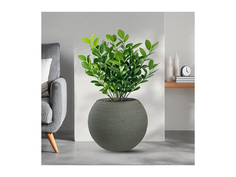 Vase en résine pour plantes d'intérieur et d'extérieur, design sphère ronde d.40x33h Botticelli Vert