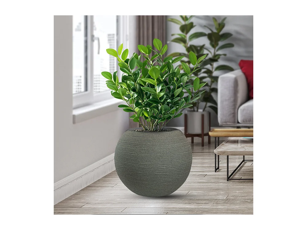 Vase en résine pour plantes d'intérieur et d'extérieur, design sphère ronde d.40x33h Botticelli Vert