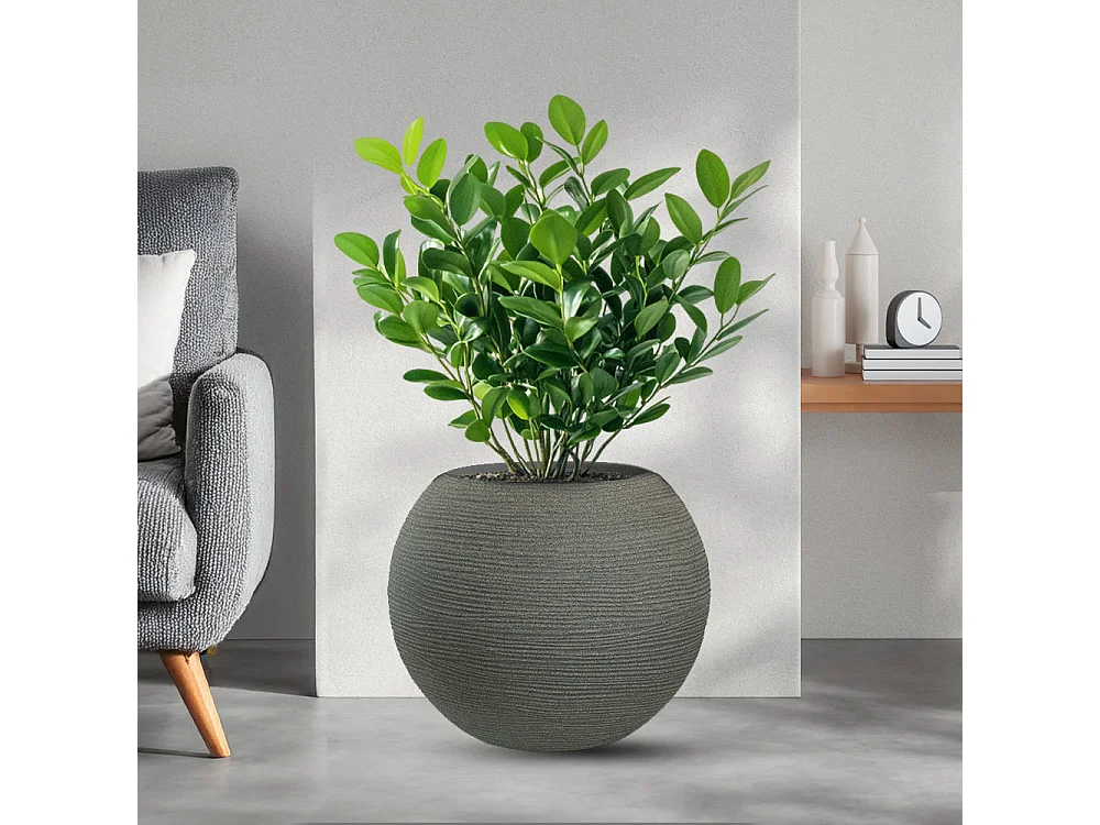 Vase en résine pour plantes d'intérieur et d'extérieur, design sphère ronde d.40x33h Botticelli Vert