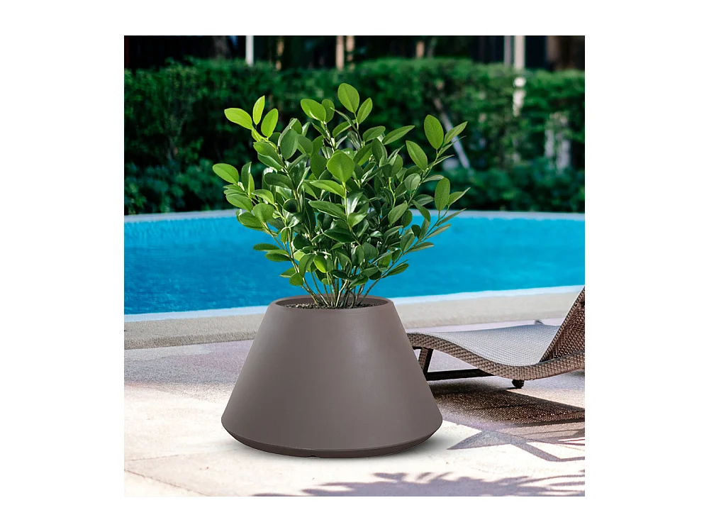 Vaso de resina para interior e exterior para plantas desenho cônico redondo d.60x35h Stromboli Tortora