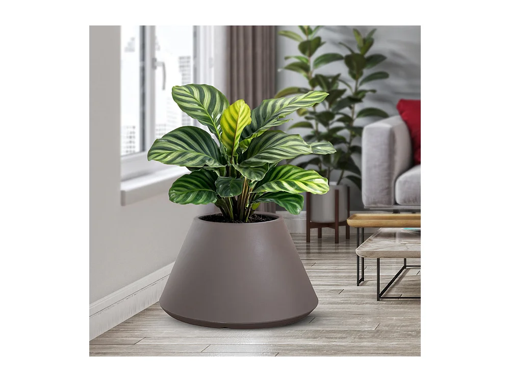 Vaso de resina para interior e exterior para plantas desenho cônico redondo d.60x35h Stromboli Tortora
