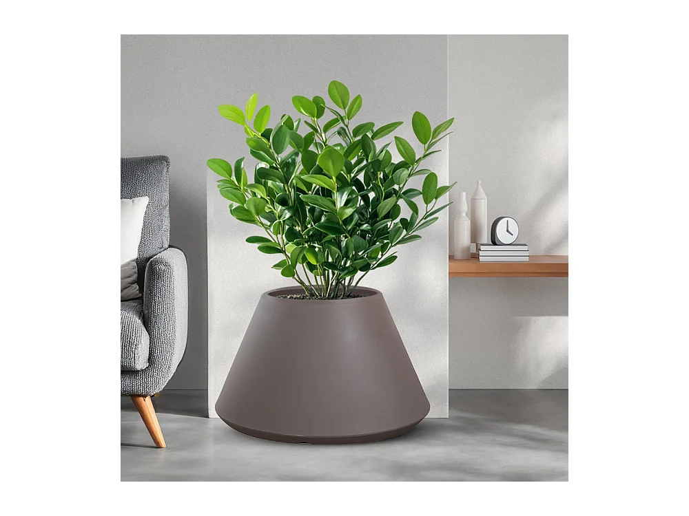 Jarrón de resina para plantas de interior y exterior diseño redondo cónico d.60x35h Stromboli Tortora