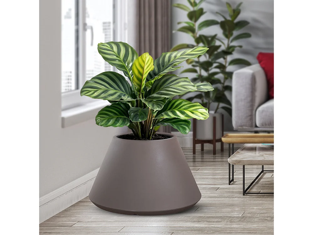 Vase en résine pour intérieur et extérieur pour plantes rond design conique d.60x35h Stromboli Tortora