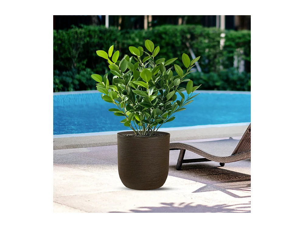 Vase en résine intérieur extérieur pour plantes cylindriques design d.35x34h Raffaello Brown