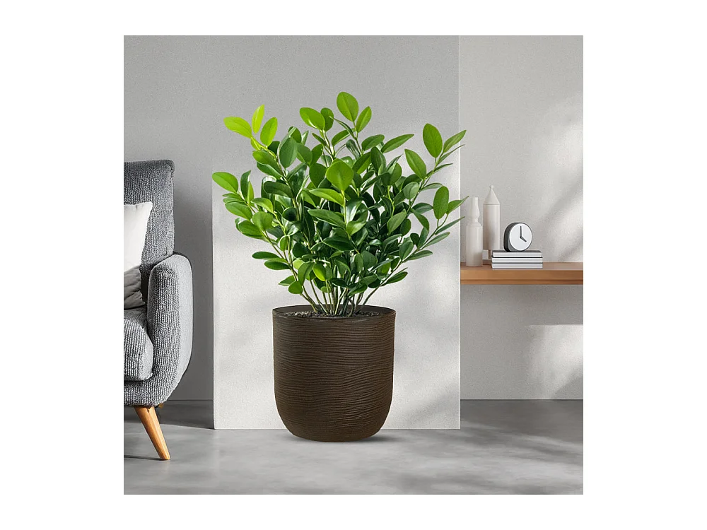 Vase en résine intérieur extérieur pour plantes cylindriques design d.35x34h Raffaello Brown