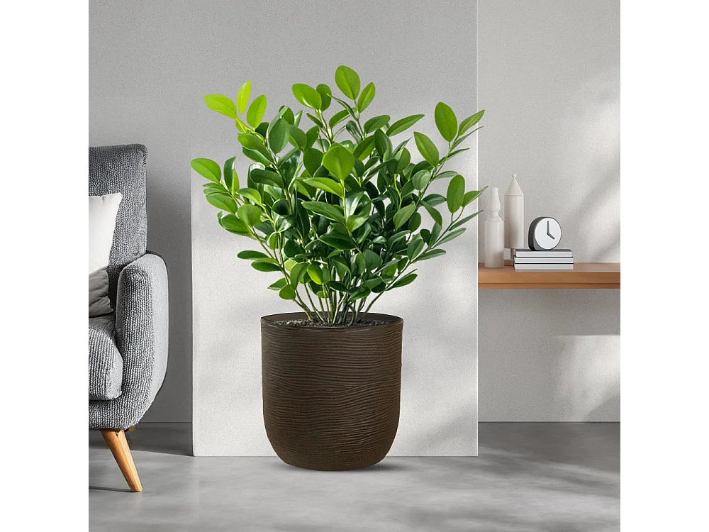 Vase en résine intérieur extérieur pour plantes cylindriques design d.35x34h Raffaello Brown