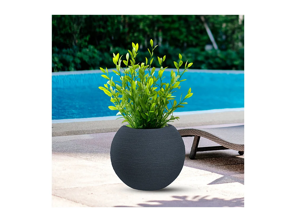 Jarrón de resina para plantas de interior y exterior, diseño esfera redonda d.40x33h Botticelli Gris