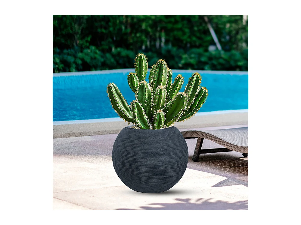 Jarrón de resina para plantas de interior y exterior, diseño esfera redonda d.40x33h Botticelli Gris