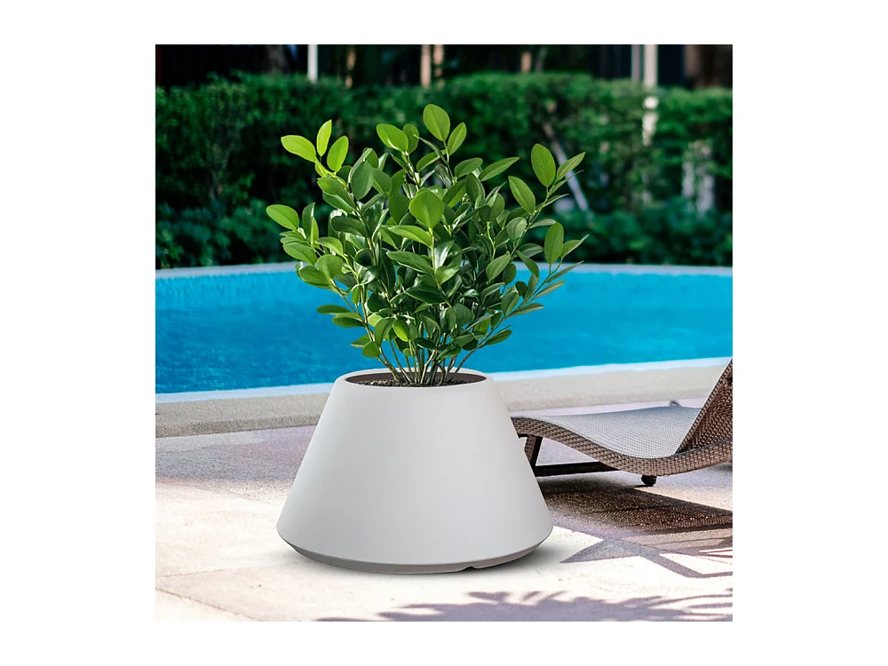 Divina Garden -  Harzvase für Pflanzen im Innen-/Außenbereich, rundes konisches Design, D.60x35h, Stromboli White