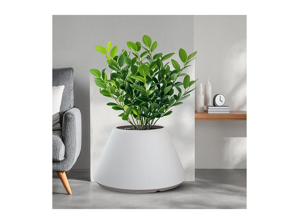 Divina Garden -  Harzvase für Pflanzen im Innen-/Außenbereich, rundes konisches Design, D.60x35h, Stromboli White
