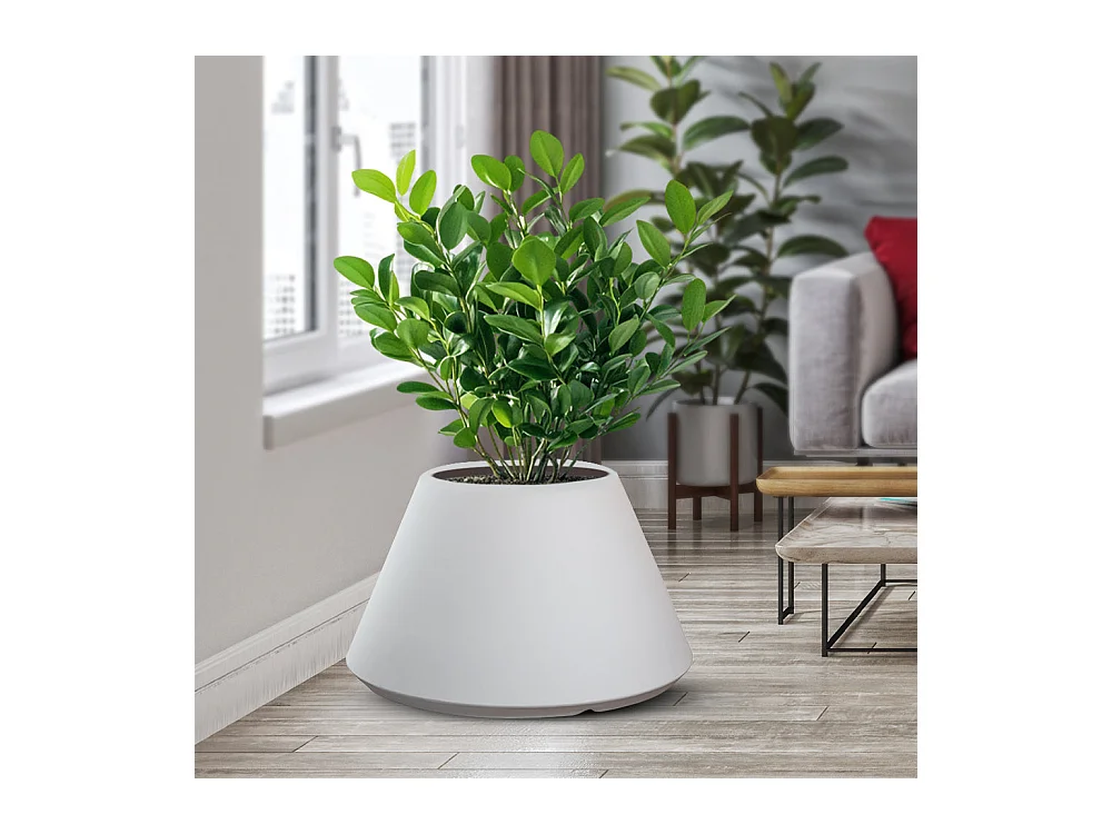 Divina Garden -  Harzvase für Pflanzen im Innen-/Außenbereich, rundes konisches Design, D.60x35h, Stromboli White
