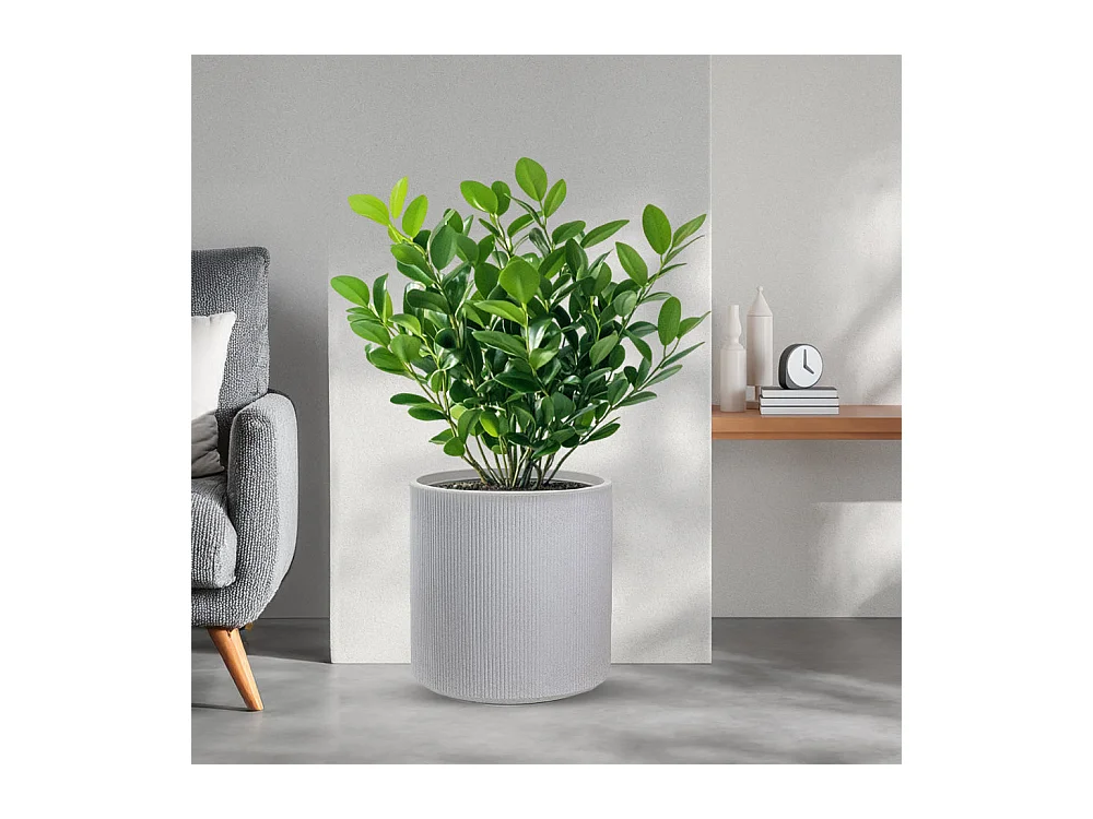 Vase en résine pour plantes d'intérieur et d'extérieur, design cylindrique rond d.36x35h Modigliani Beige