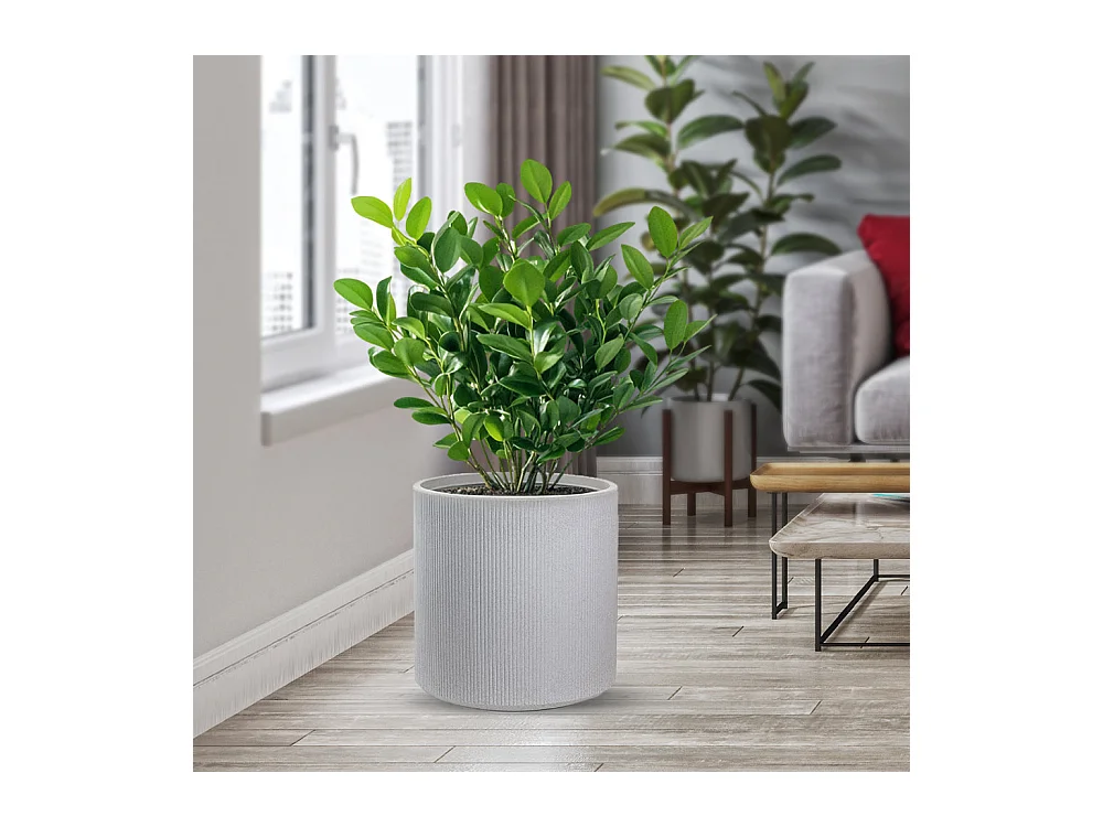 Vase en résine pour plantes d'intérieur et d'extérieur, design cylindrique rond d.36x35h Modigliani Beige