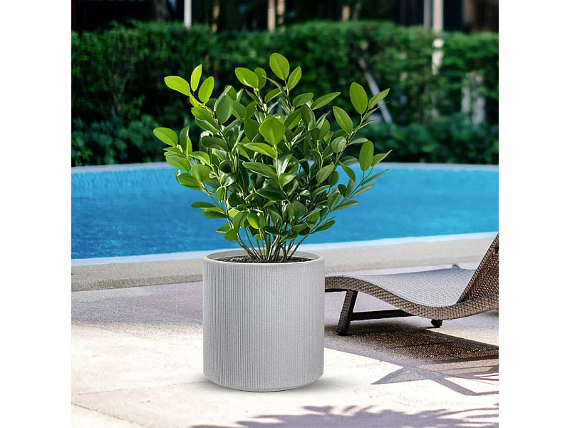 Vase en résine pour plantes d'intérieur et d'extérieur, design cylindrique rond d.36x35h Modigliani Beige