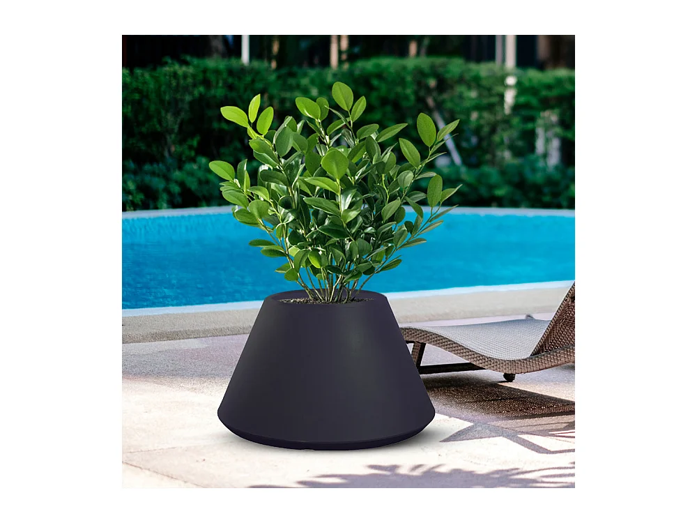 Jarrón de resina para plantas de interior y exterior diseño redondo cónico d.60x35h Stromboli Antracita