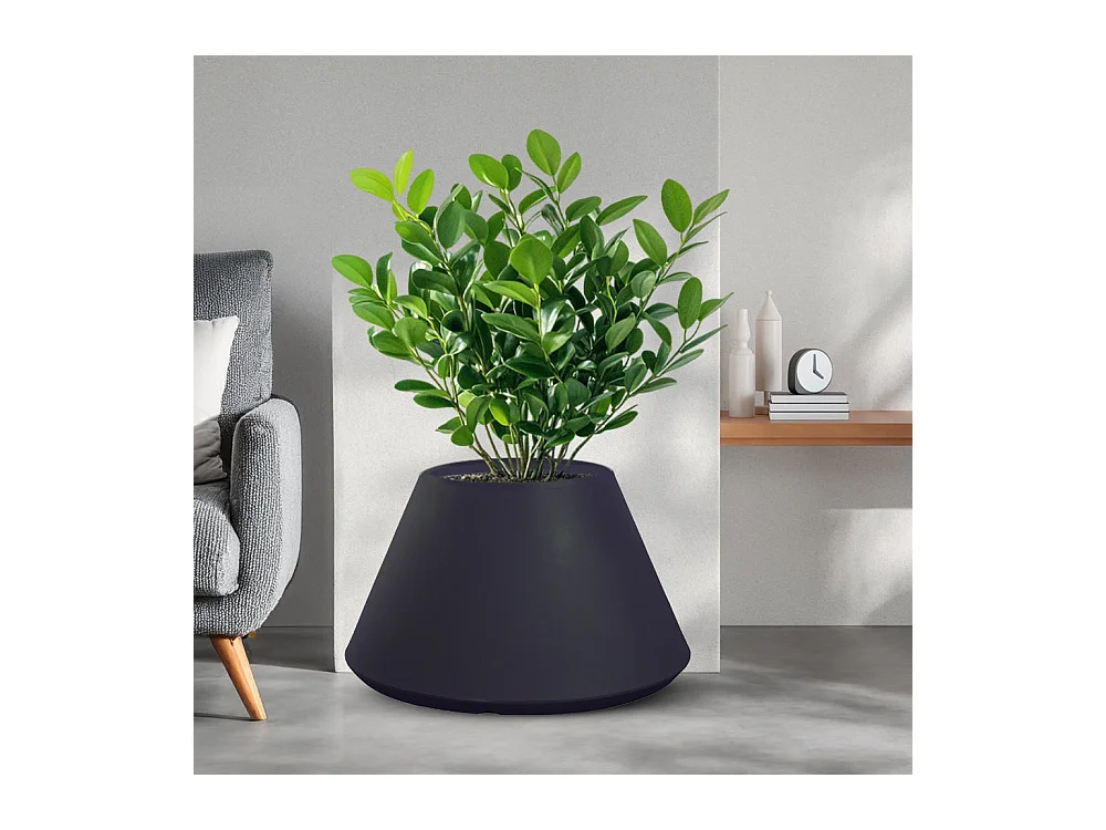 Jarrón de resina para plantas de interior y exterior diseño redondo cónico d.60x35h Stromboli Antracita