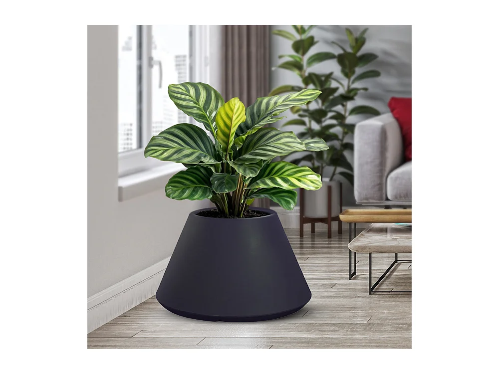 Jarrón de resina para plantas de interior y exterior diseño redondo cónico d.60x35h Stromboli Antracita