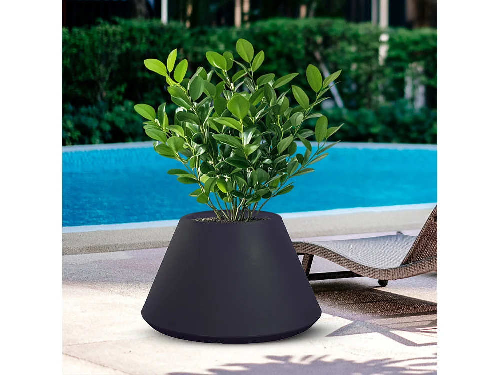 Vase en résine pour intérieur et extérieur pour plantes rond design conique d.60x35h Stromboli Anthracite