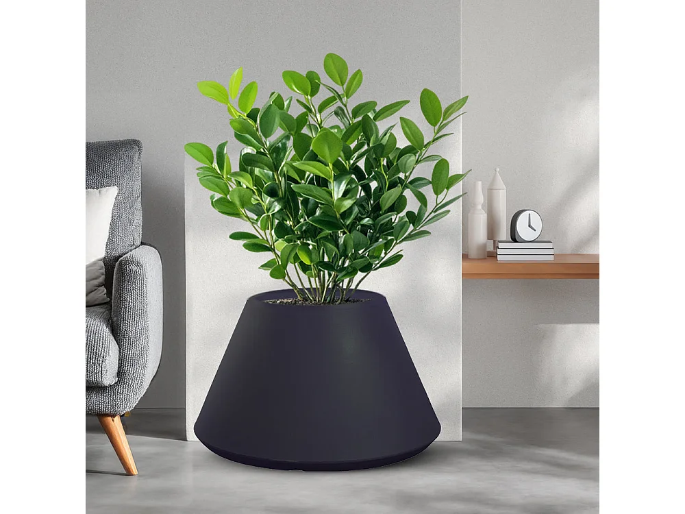 Vase en résine pour intérieur et extérieur pour plantes rond design conique d.60x35h Stromboli Anthracite