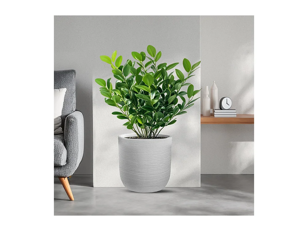 Vaso de resina interno e externo para plantas cilíndricas de design d.35x34h Raffaello Bianco