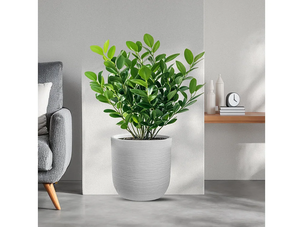 Vaso de resina interno e externo para plantas cilíndricas de design d.35x34h Raffaello Bianco