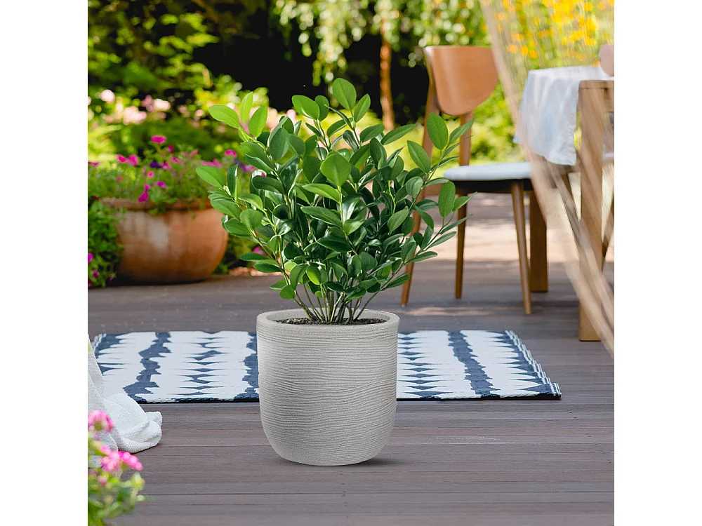 Divina Garden -  Harzvase für den Innen- und Außenbereich für Designer-Zylinderpflanzen, D.35x34h, Raffaello Beige