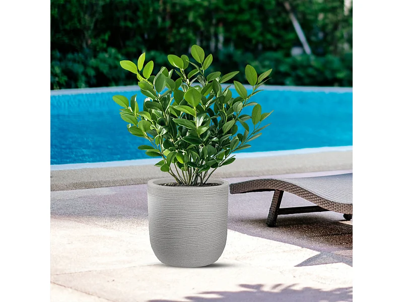 Vase en résine intérieur extérieur pour plantes cylindriques design d.35x34h Raffaello Beige