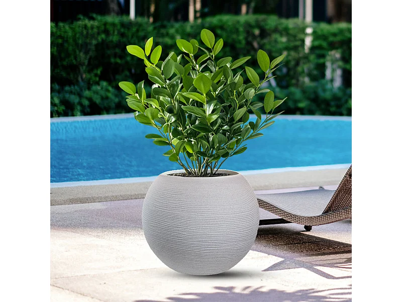 Vase en résine pour plantes d'intérieur et d'extérieur, sphère design ronde d.40x33h Botticelli Beige