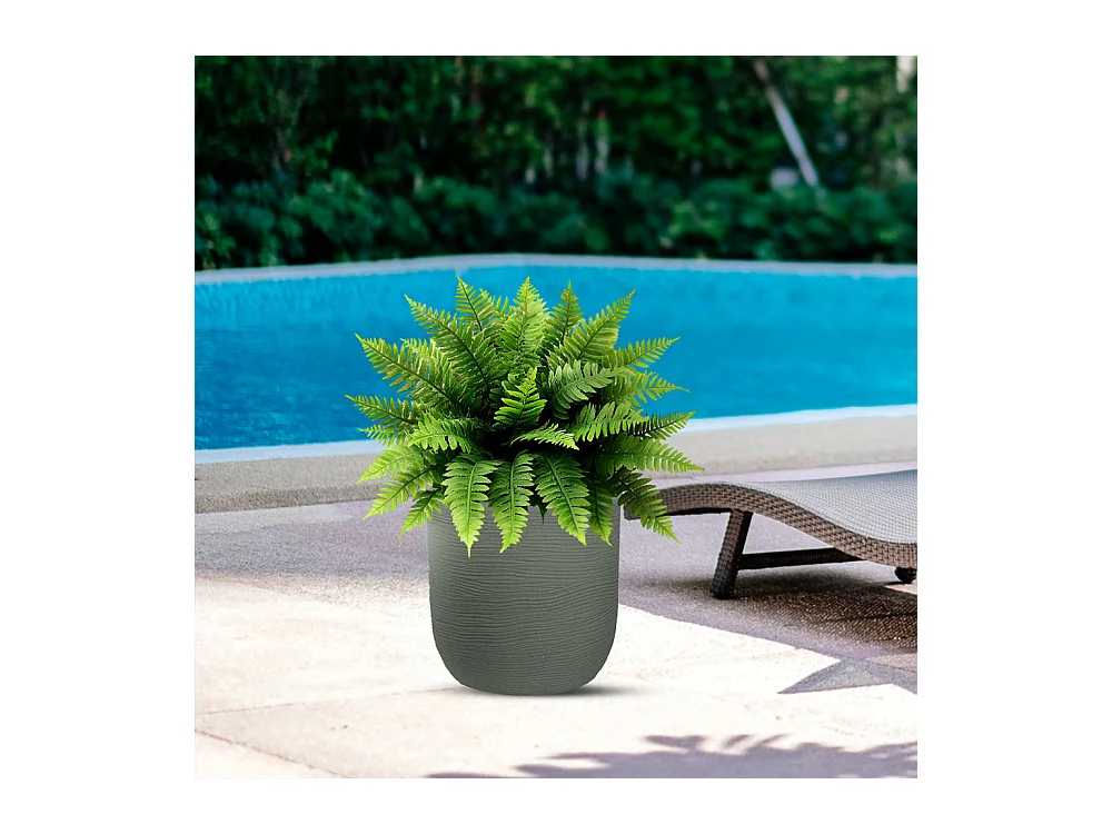Vaso de resina para interior e exterior para plantas cilíndricas de design d.35x34h Raffaello Verde