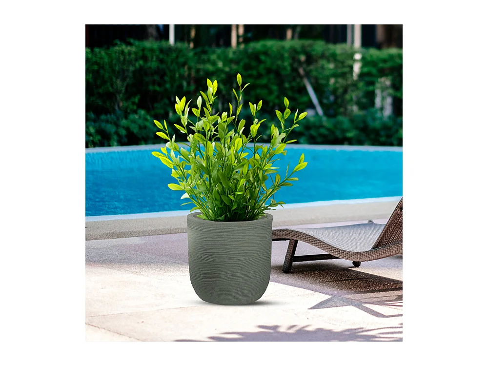Vase en résine intérieur extérieur pour plantes cylindriques design d.35x34h Raffaello Verde