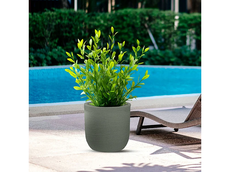 Vase en résine intérieur extérieur pour plantes cylindriques design d.35x34h Raffaello Verde