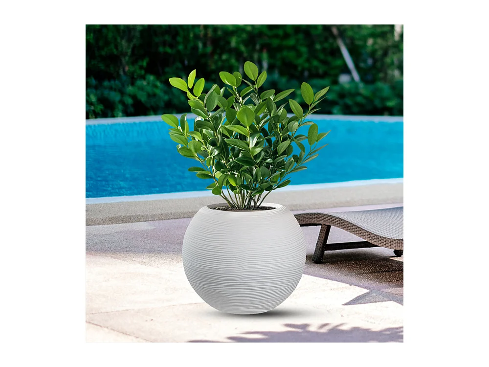 Vase en résine pour plantes d'intérieur et d'extérieur, design sphère ronde d.40x33h Botticelli Blanc