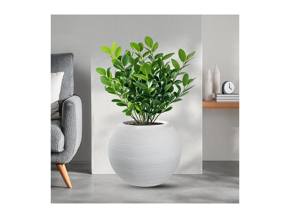 Vase en résine pour plantes d'intérieur et d'extérieur, design sphère ronde d.40x33h Botticelli Blanc