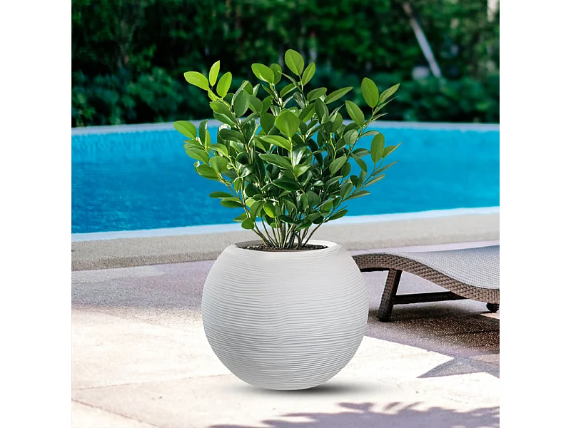 Vaso de resina para plantas, interior e exterior, desenho de esfera redonda d.40x33h Botticelli Branco