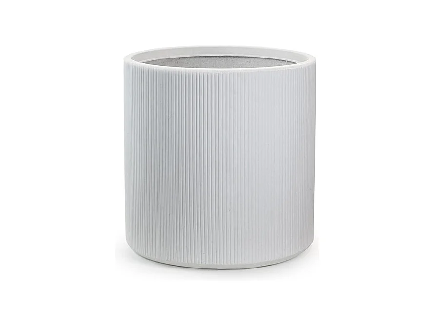 Jarrón de resina para plantas de interior y exterior, diseño cilíndrico redondo d.36x35h Modigliani Blanco