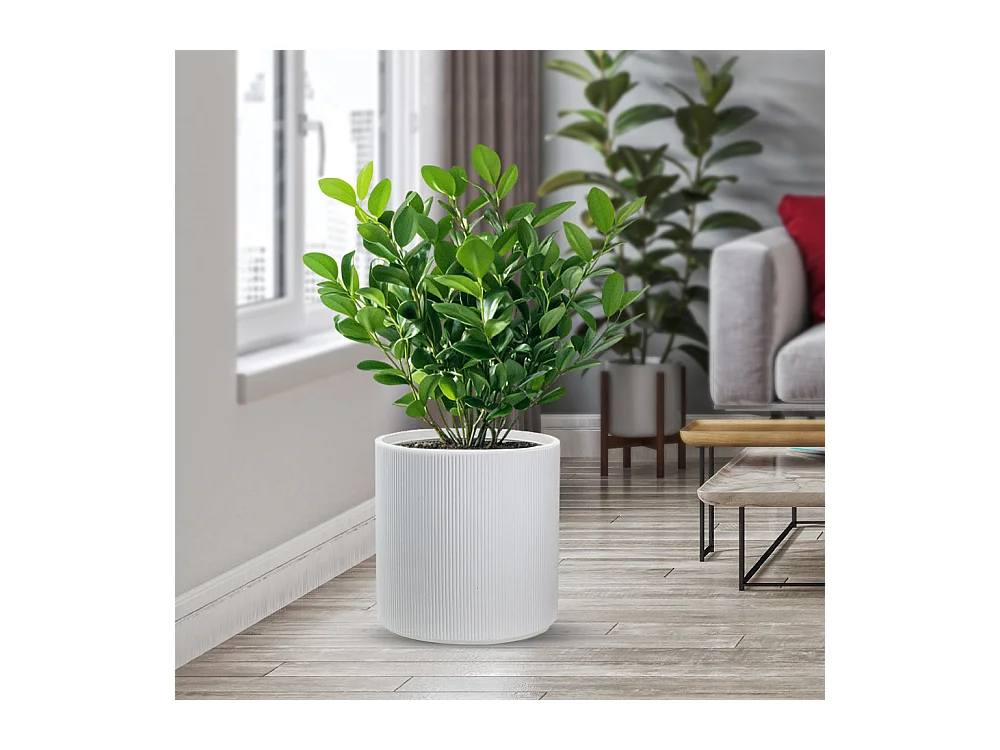 Jarrón de resina para plantas de interior y exterior, diseño cilíndrico redondo d.36x35h Modigliani Blanco