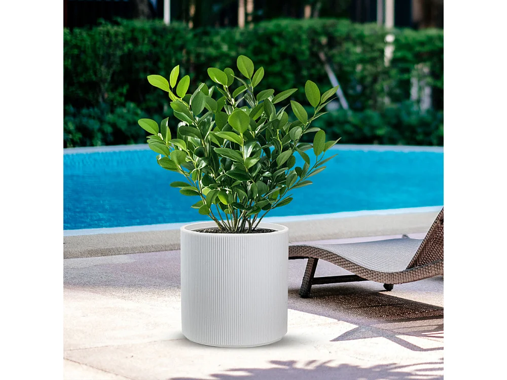 Vase en résine pour plantes d'intérieur et d'extérieur, design cylindrique rond d.36x35h Modigliani Blanc