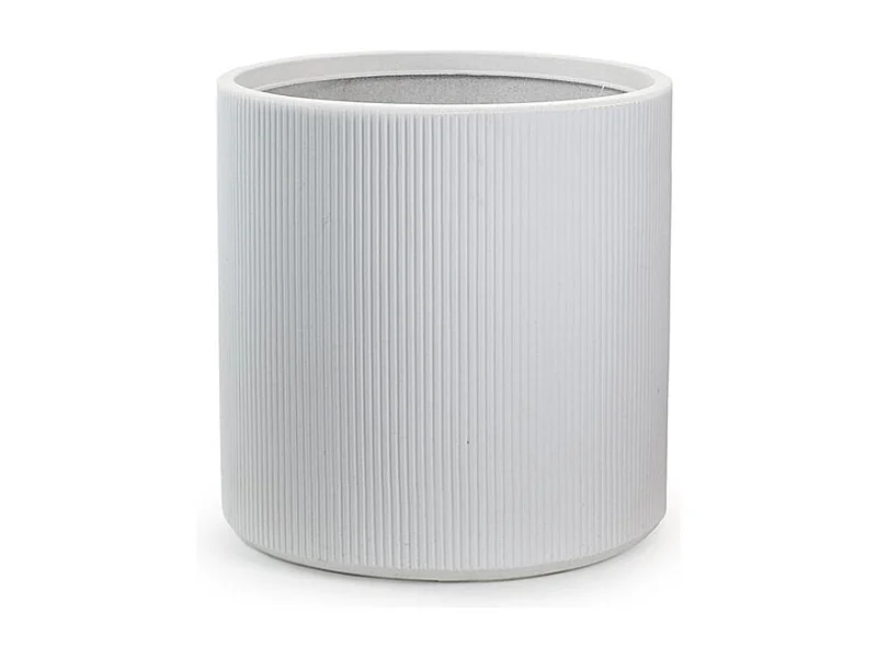 Harzvase für Pflanzen im Innen- und Außenbereich, rundes zylindrisches Design, D.36x35h, Modigliani White