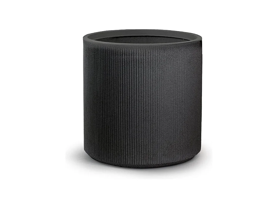 Harzvase für Pflanzen im Innen- und Außenbereich, rundes zylindrisches Design, D.36x35h, Modigliani Grey