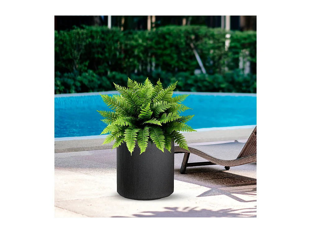 Harzvase für Pflanzen im Innen- und Außenbereich, rundes zylindrisches Design, D.36x35h, Modigliani Grey